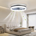 Modern Low Profile Ceiling Fan with Light and Remote, 19.7 Inch, Adjustable Color Temperature & 6 Speed Settings, Black, for Bedroom, Room & Living Room
