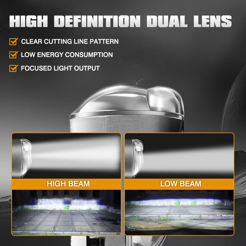 BRIEYES H4/9003/HB2 LED Headlight Bulbs, High/Low Beam, Operating Voltage 9V-60V, 6500K Cool White Light, 10000 Lumens, 400% Brighter than Xenon Bulbs, This Mini Projector Lens Light is Suitable for Cars and Trucks.