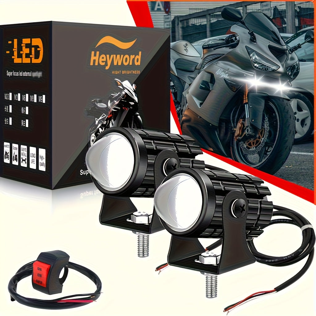 Heyword High Performance LED Bulbs 2-Pack for Trucks, SUVs and UTVs - High/Low Beam Dual Mode, Mini Lens, Easy Installation (8/80V)