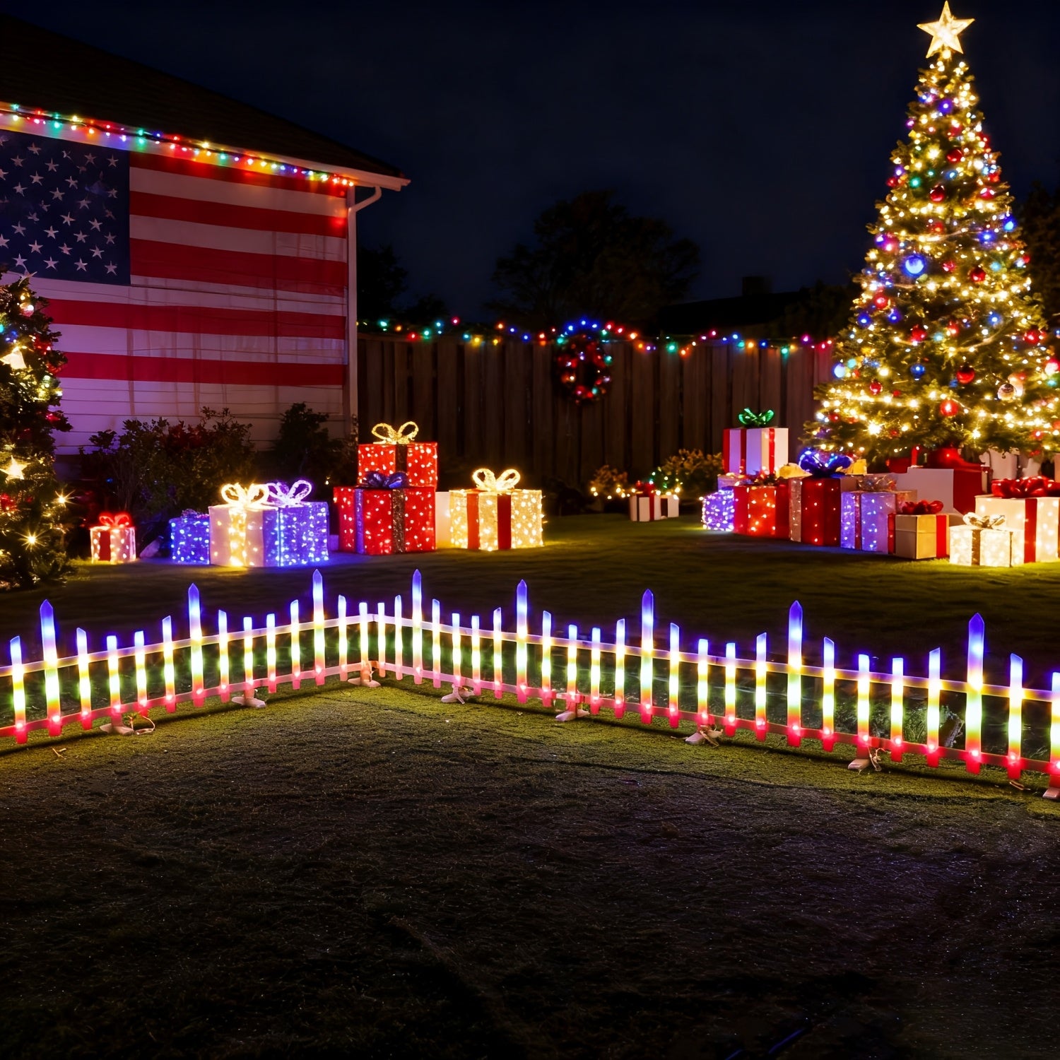Solar Outdoor Light, 5/8/10-Piece Options, Spring Garden Decorative Fence String Light, 20 Flashing Modes, Ultra-Long Battery Life 3600mAh Lithium Battery, Suitable for Lawn, Path, Christmas Atmosphere and Birthday Scenes