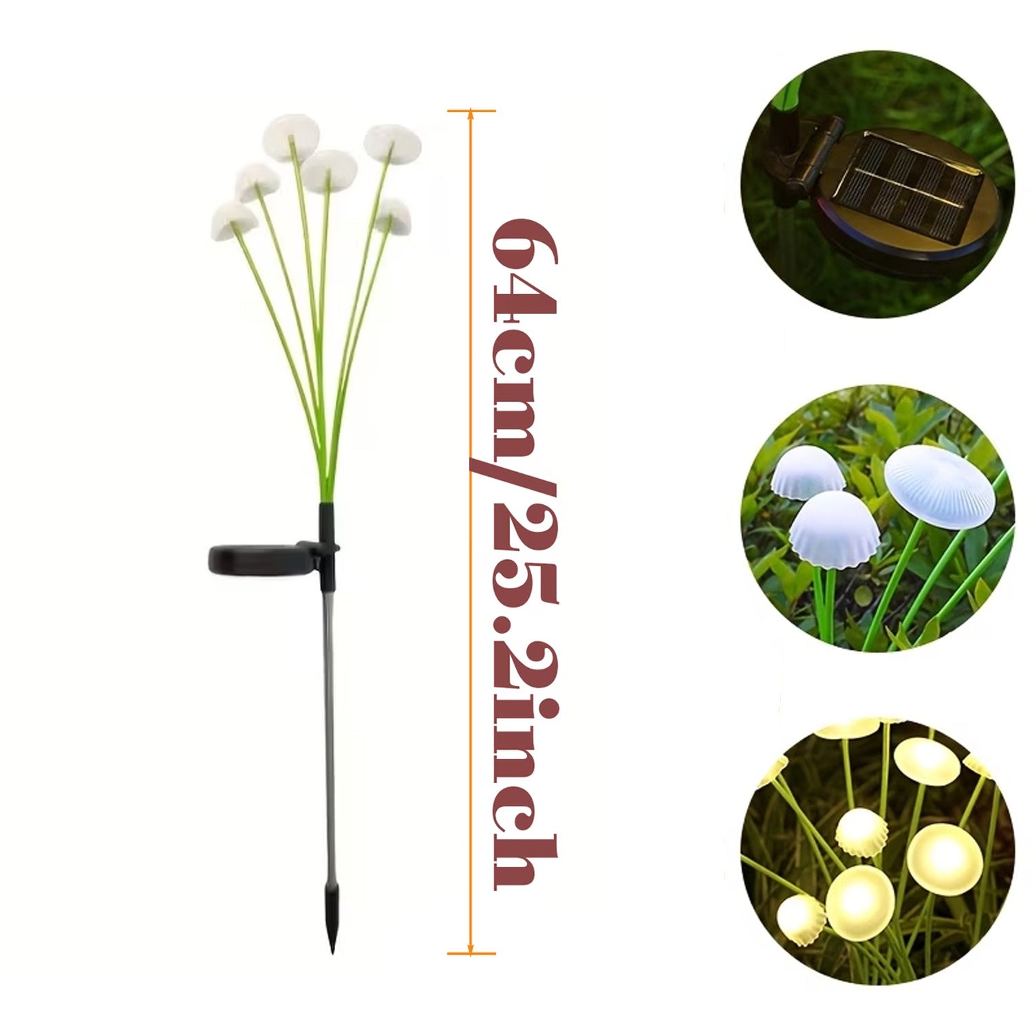 10 LED Solar Garden Mushroom Light 8/6 LED - IP44 Outdoor Courtyard Decorative Light, Perfect for Courtyard, Garden, Lawn, Pathway, Wedding & Festival Aisle Decoration
