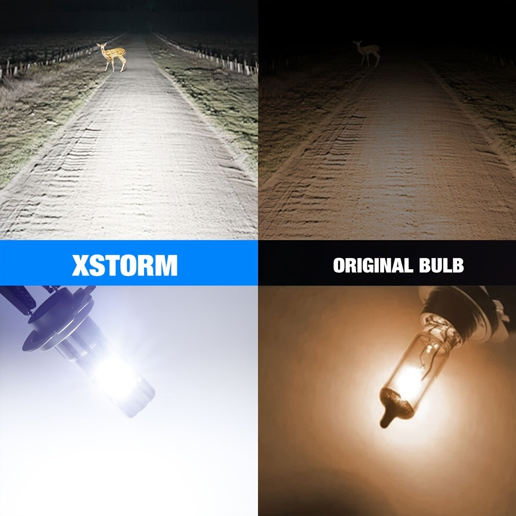 Xstorm H7 LED Bulbs 25000 Lumens, All-in-One Mini Size H7 LED Bulbs with Fan, 800% Ultra-High Brightness 6500K Cool White, No Adapter Needed, Plug-and-Play, 2-Pack