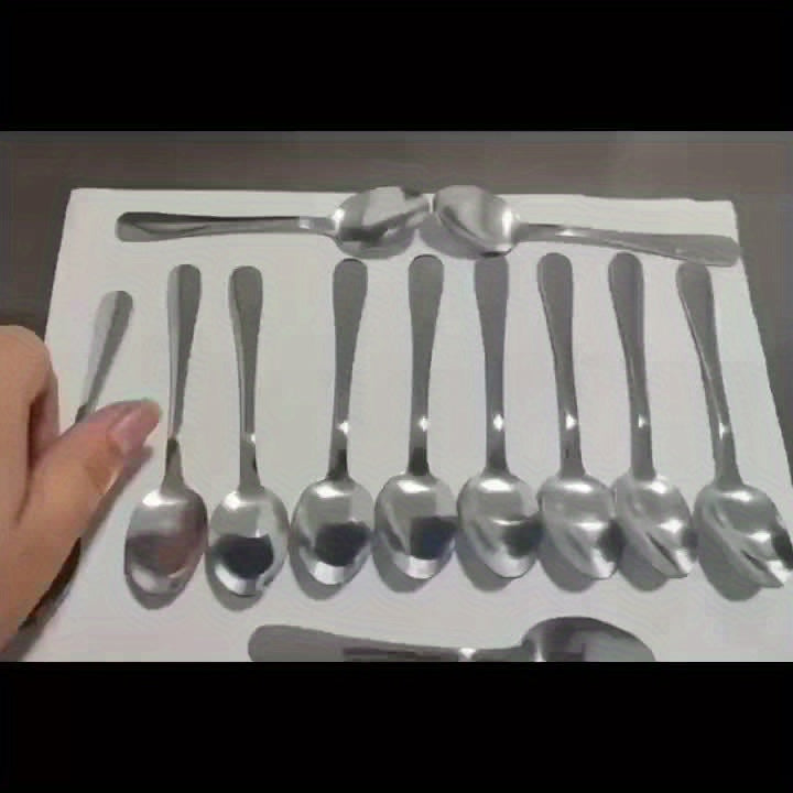 12-Piece Stainless Steel Dessert Spoon (5.39in) – Mini Ice Cream Spoon, Coffee Spoon, Fine Tea Spoon – Small Stainless Steel Spoon, Cutlery Set – Perfect for Home, Kitchen, Restaurant, Afternoon Tea
