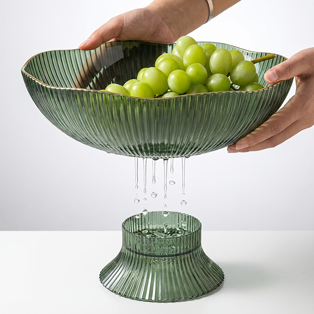 1 Set of Light Luxury Home Fruit Bowl, Transparent PET Plastic, Ins Style Snack Tray with Gold Edge, Flower & Fruit Basket, KTV Fruit Bowl