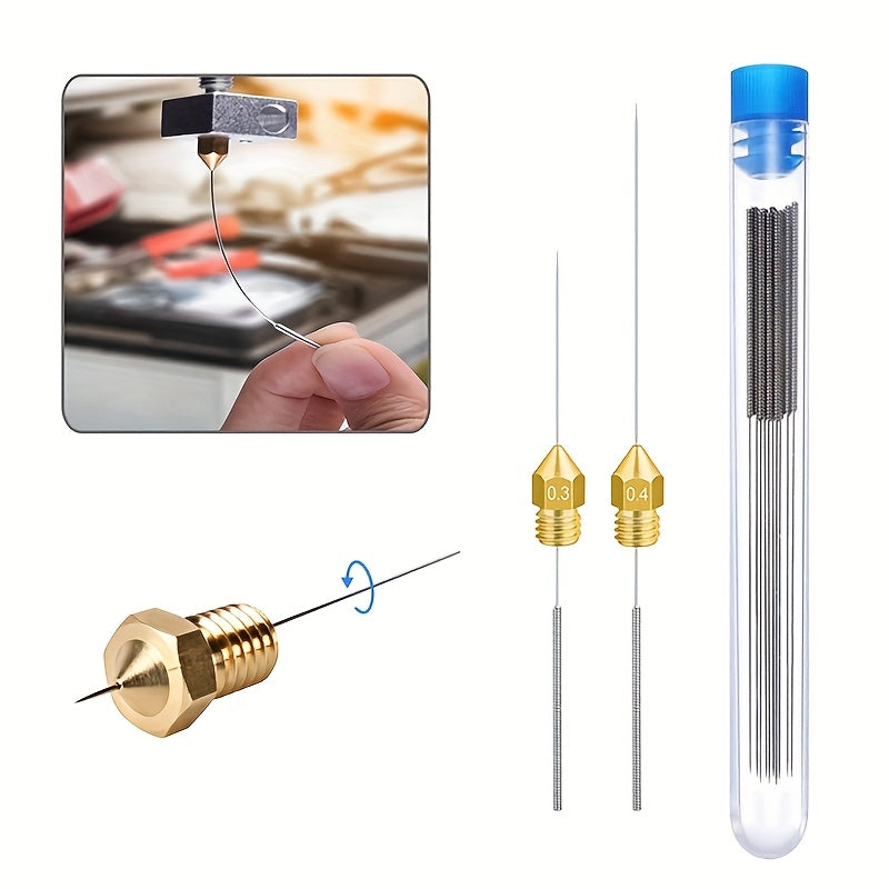 10-Piece Stainless Steel Nozzle Cleaning Tool Kit – For Windshield Wiper Jets, 3D Printer Nozzles, Gas Stove Burners, Shower Heads & Pipe Brushes