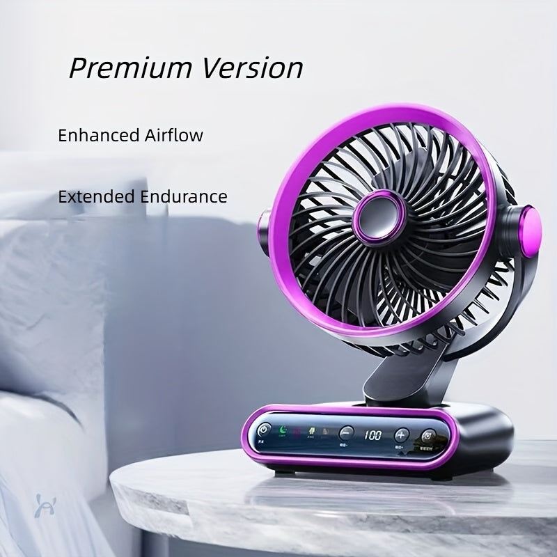Smart Desktop Circulating Fan, 4 Modes & 100-Speed Stepless Adjustable Wind, Timing Function Long Battery Life, Suitable for Bedroom Office Living Room Outdoor Use