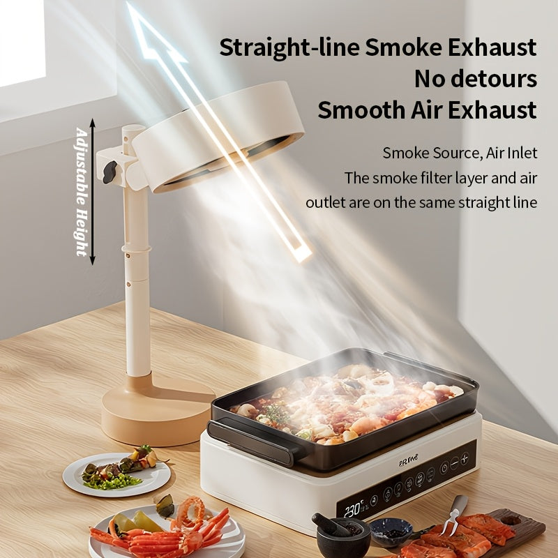 Mini Tabletop Range Hood – Portable 3-Speed Adjustable Exhaust Fan with Removable Oil-Absorbing Filter, Mini Kitchen Exhaust Fan for Indoor Hot Pot & BBQ