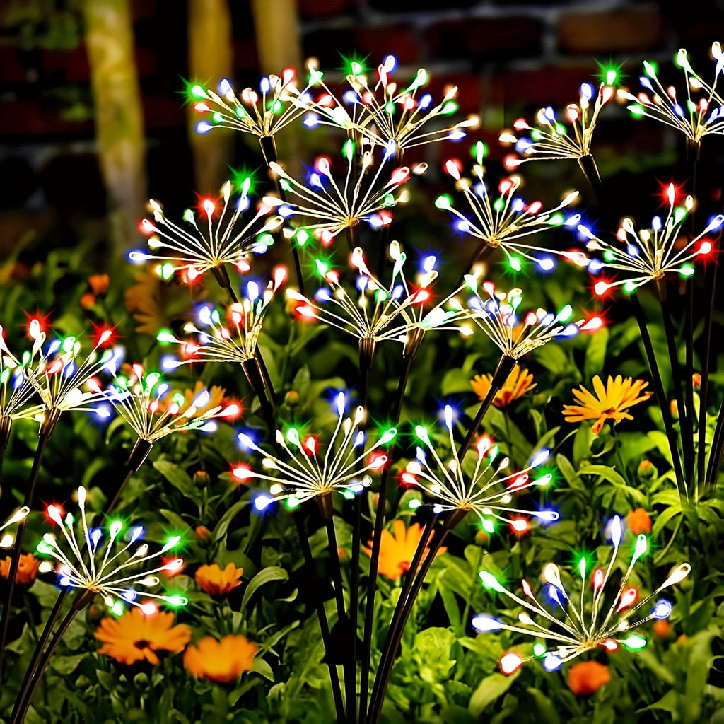 1/2 Piece Colorful 120LED Solar Fireworks Light Outdoor Courtyard Decoration, 8-Mode Sunset Dawn Light Garden Path Light, Solar Starburst Light Suitable for Patio Balcony Decoration