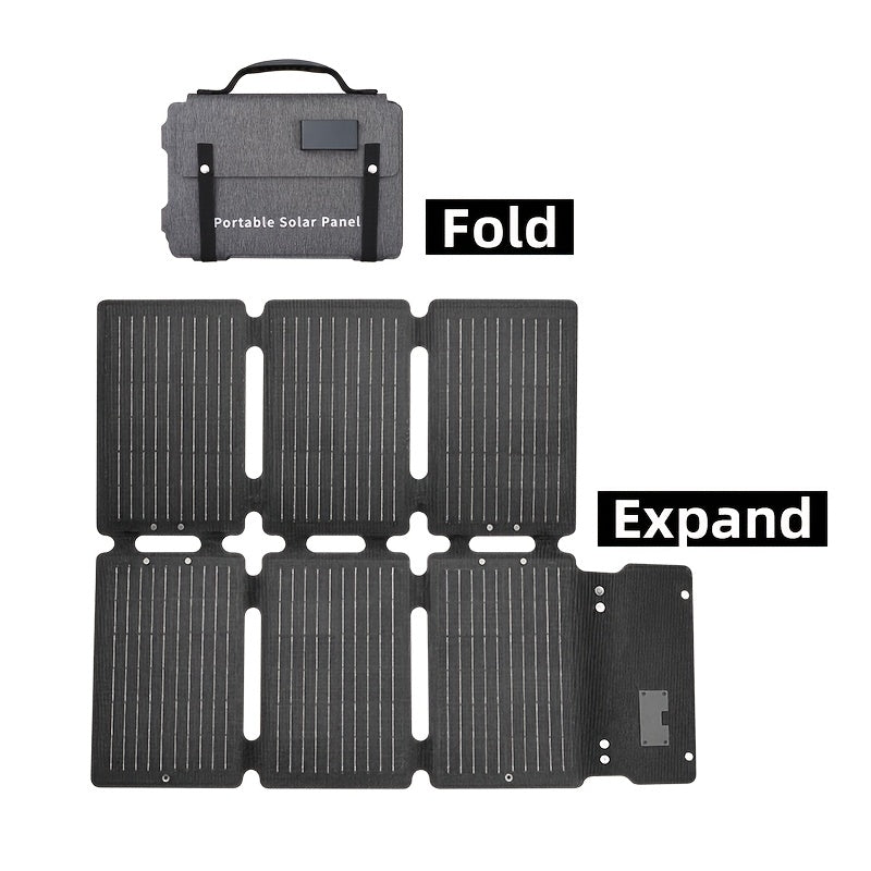 60W Portable Fast-Charging Solar Panel with USB - Compact and Easy to Carry, Suitable for Outdoor Camping and Hiking, Compatible with Phones, Laptops, Power Banks, Cars, and Boats