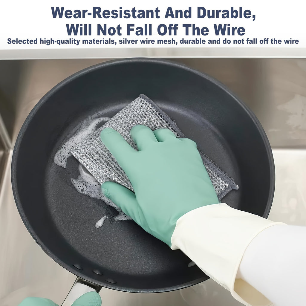 3/5/7Pcs Steel Wire Mesh Dishcloth, Metal Scouring Pad, Steel Wool Alternative, Household Cleaning Cloth, Oil-proof Mesh Rag, Kitchen Stove and Cookware Cleaning Tool, Essential Kitchen Supplies