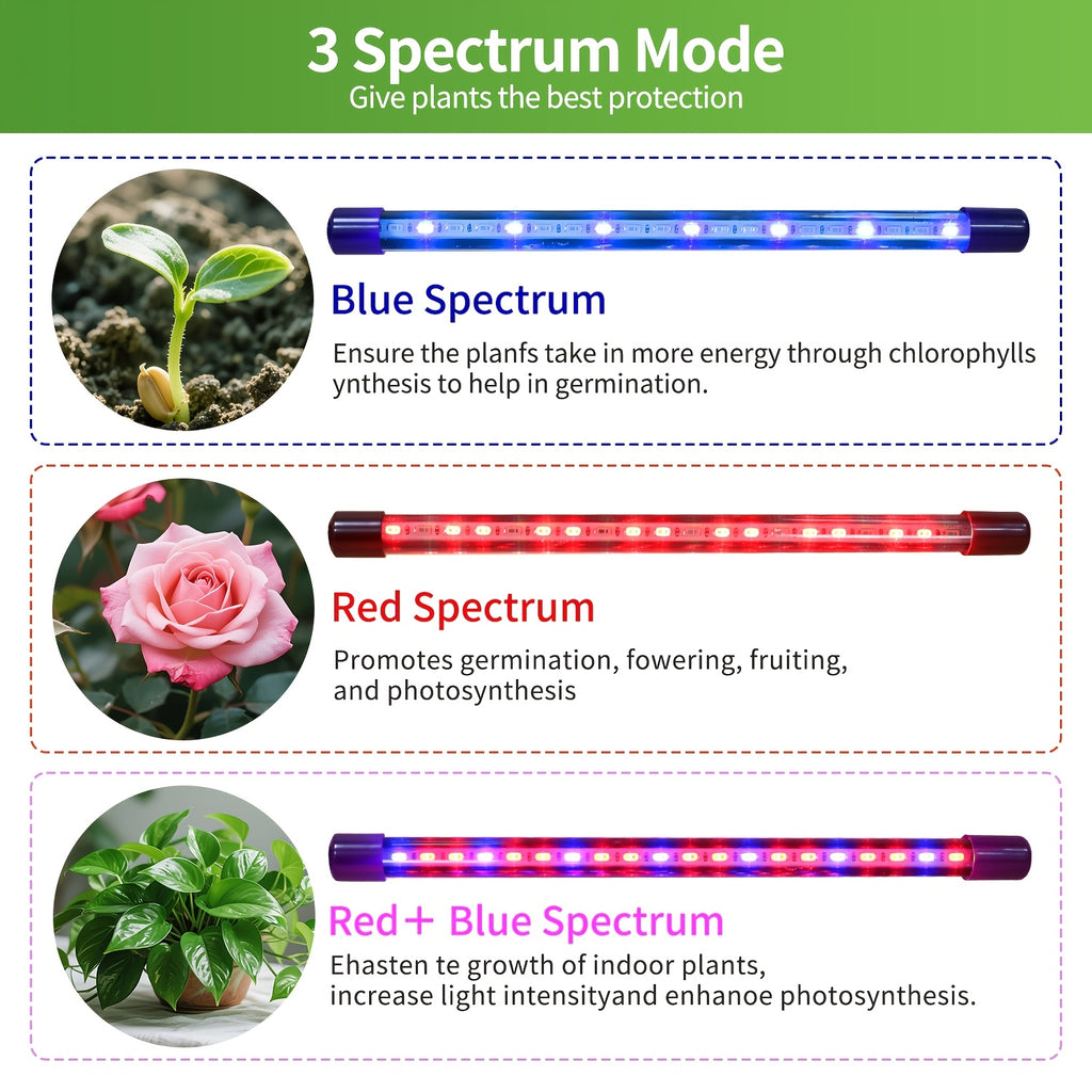 Smart gardening LED plant light, adjustable light source plant grow light, multi-angle clip design, timer function, universal for flowers