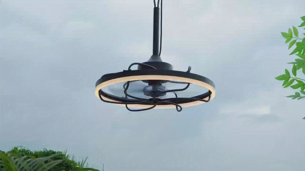 20 Inch Outdoor Ceiling Fan with Light, Waterproof Gazebo Fan with Lighting, Hanging Outdoor Fan with Remote & Protective Cover, 6 Speed Adjustable Black Fan for Patio, Pergola, Porch, Canopy
