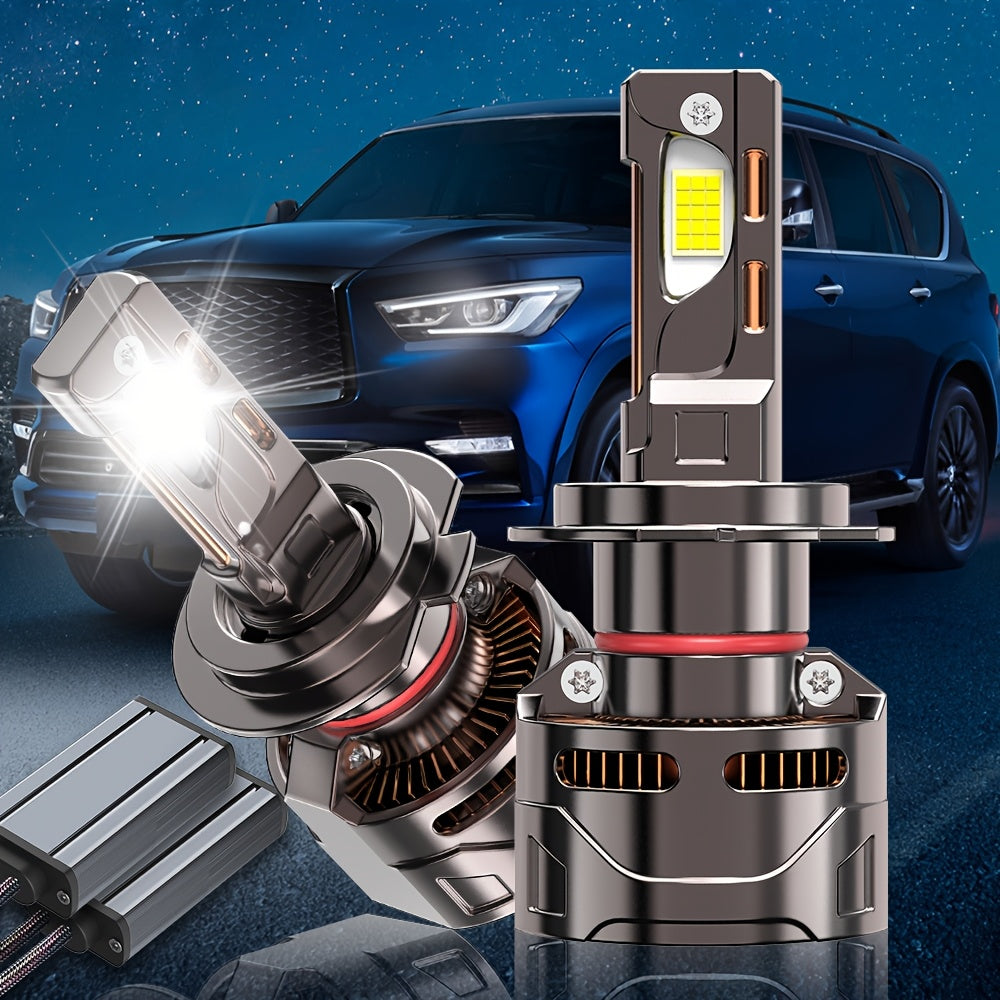 2pcs 9006 9012/HIR2 Super Bright LED Headlight Bulbs for Car, 54800LM, 7500K, 1000% Brightness, 360° Beam Angle, Plug-and-Play, Compatible with H1 H4/9003/HB2 H16/H9/H8 9005, 9570 CSP Chip