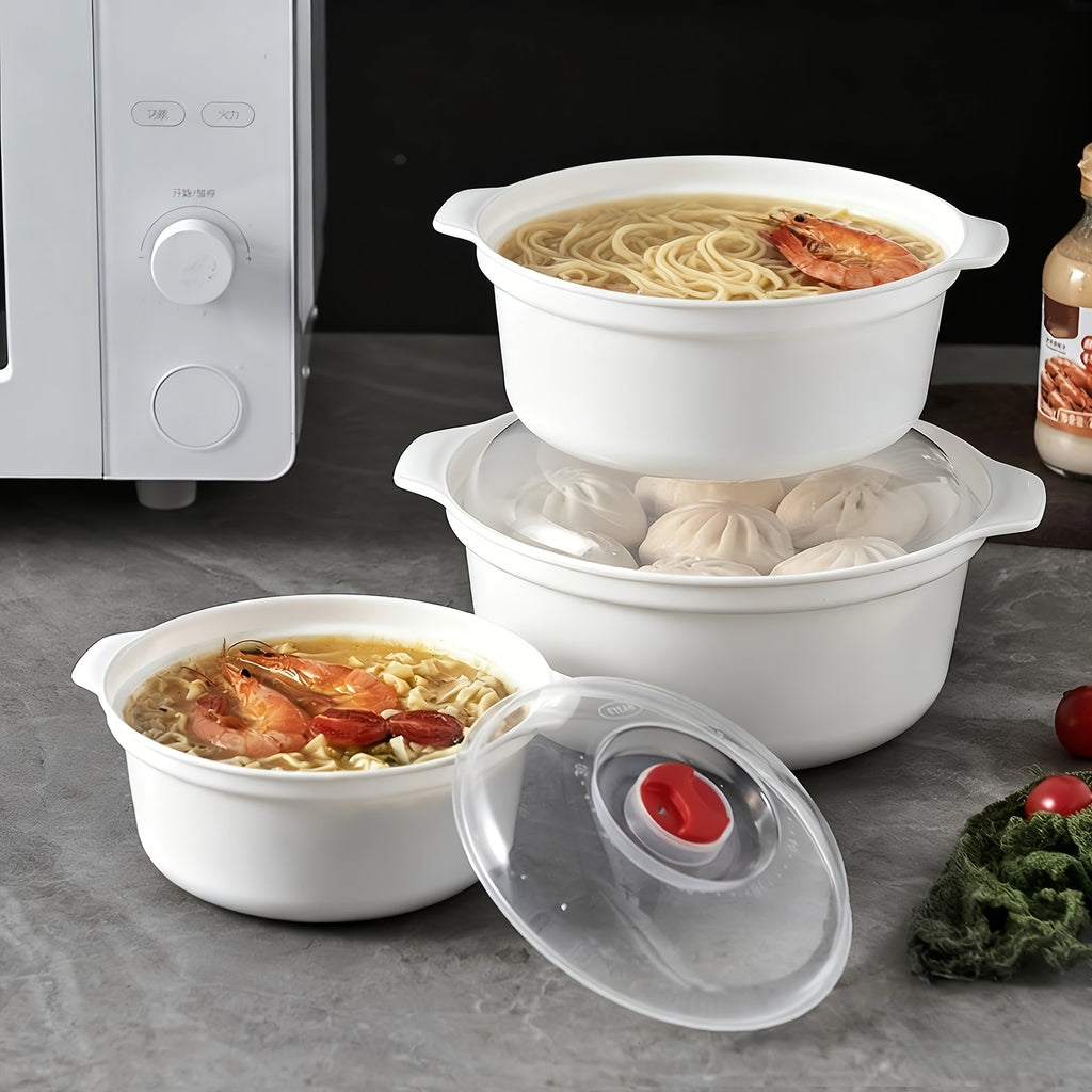 微波炉可加热的碗具,圆形食品级PP5碗具套装（含盖） 健康安全放心 可用于汤碗，饭碗，菜碗 方便面碗 蒸笼加热包子馒头食物, 1-3分钟即可加热食物 厨房好帮手,高端厨房用餐体验