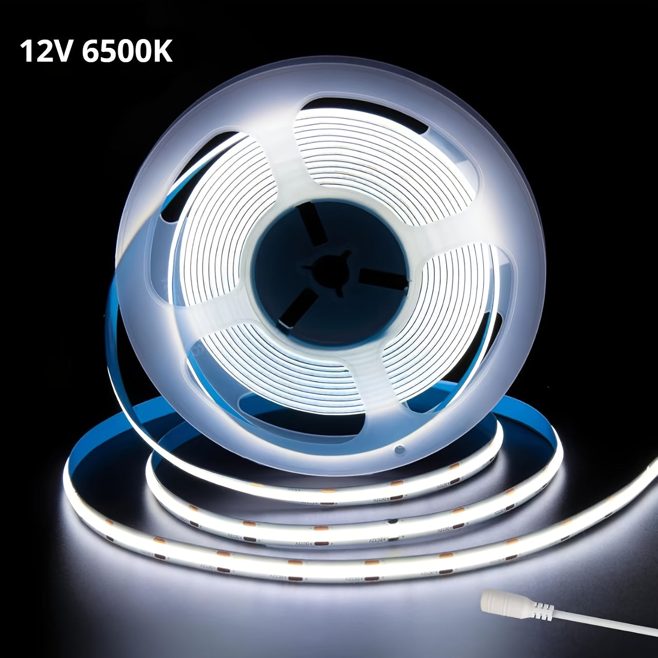 12V/24V320灯/米8mm宽COB灯带配DC连接器5米一套