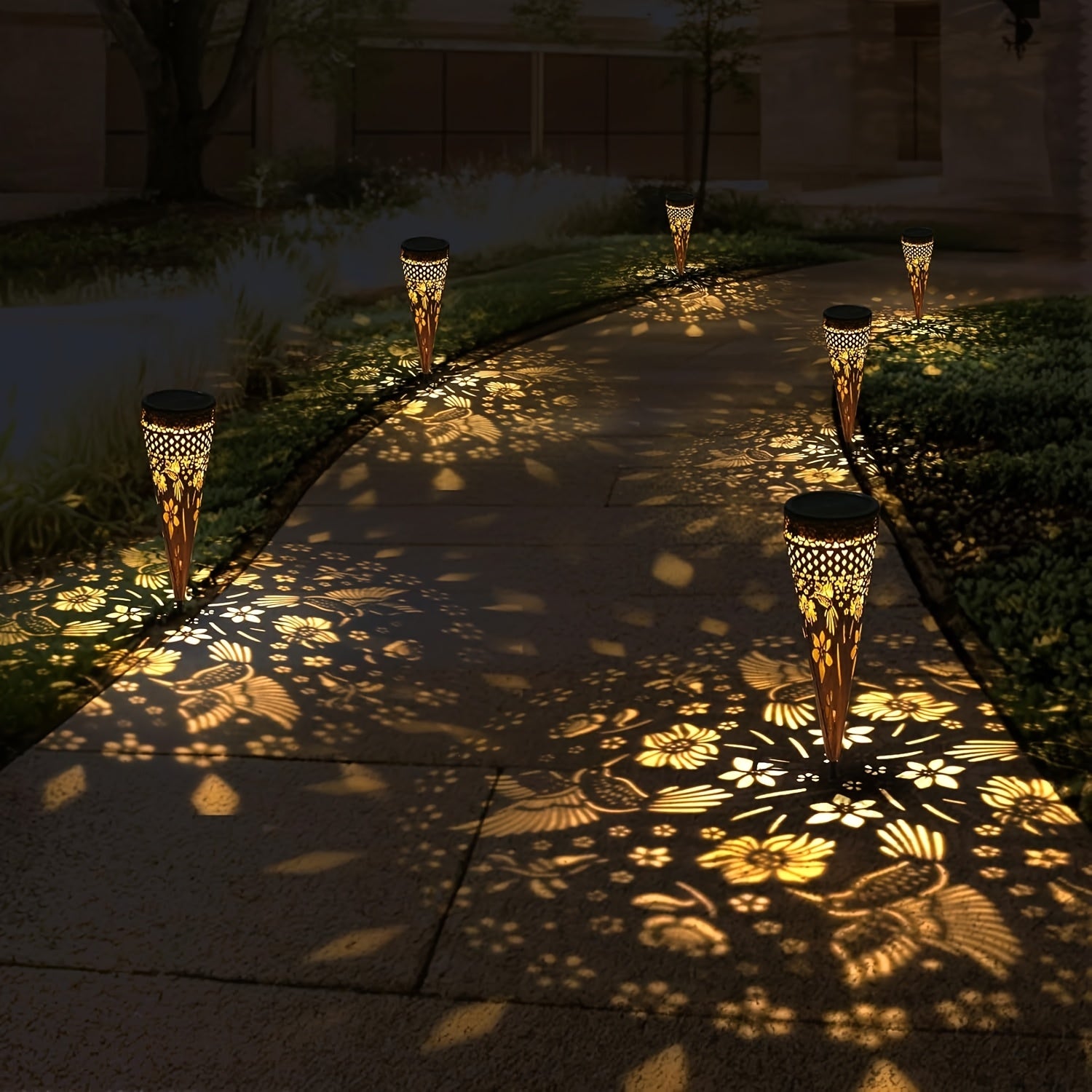 6/4/2-Piece Solar Hummingbird Metal Courtyard Garden Light Street Landscape Light Solar Powered Patio Walkway Path Light Waterproof Lawn Decoration Gift for Mom Grandma