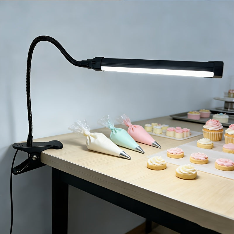 1pc LED metal hose stand desk lamp, USB bendable metal table reading light, night light, three-color adjustable, 360-degree freely bendable, fill light clip lamp, for manicure, office, drawing lighting, home lighting fixture