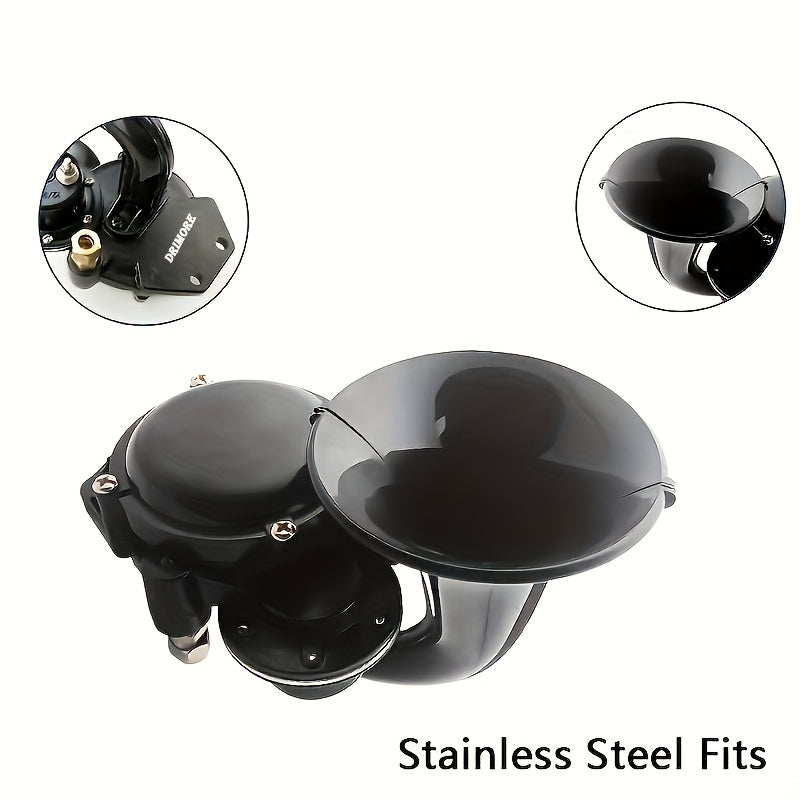 Drimore Super Loud Black Snail Air Horn for Trucks, Cars & Motorcycles - 12V/24V Electric Horn, Matte Finish, ABS & Metal Construction, 135dB Sound Level, Universal Fit for All Vehicles, Vehicle Air Horn