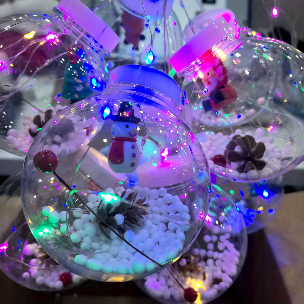 PHFRQ - 聖誕節 LED 燈串，帶有聖誕老人、馴鹿和雪人，8 種模式，USB 供電，優雅風格，彩色節日 LED 燈，無需電池，適合臥室、酒店窗戶展示、仙女燈，彩色燈光，暖光，聖誕節燈串，聖誕節燈，復古玻璃球，懸掛裝飾，電池玻璃球，房間裝飾，臥室仙女燈，裝飾用 LED 燈