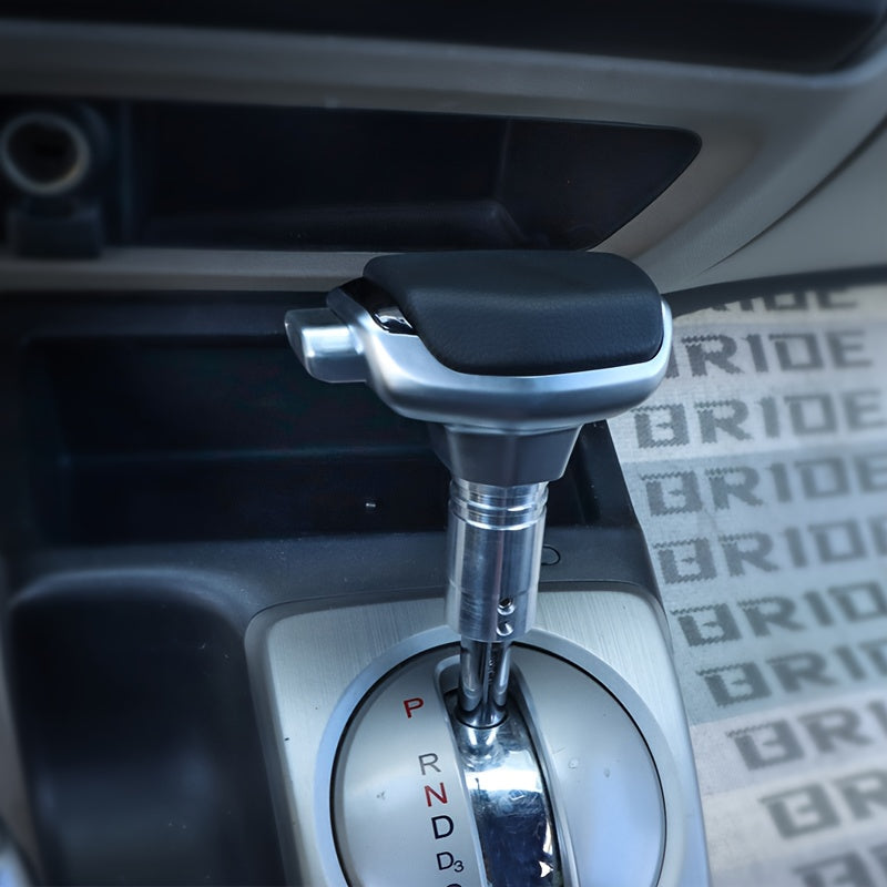 This Gear Shift Knob Features an Alloy Cover and Lever-Style Design, Paired with a PU Leather Shift Boot, Suitable for Most Automatic and Manual Transmission Vehicles