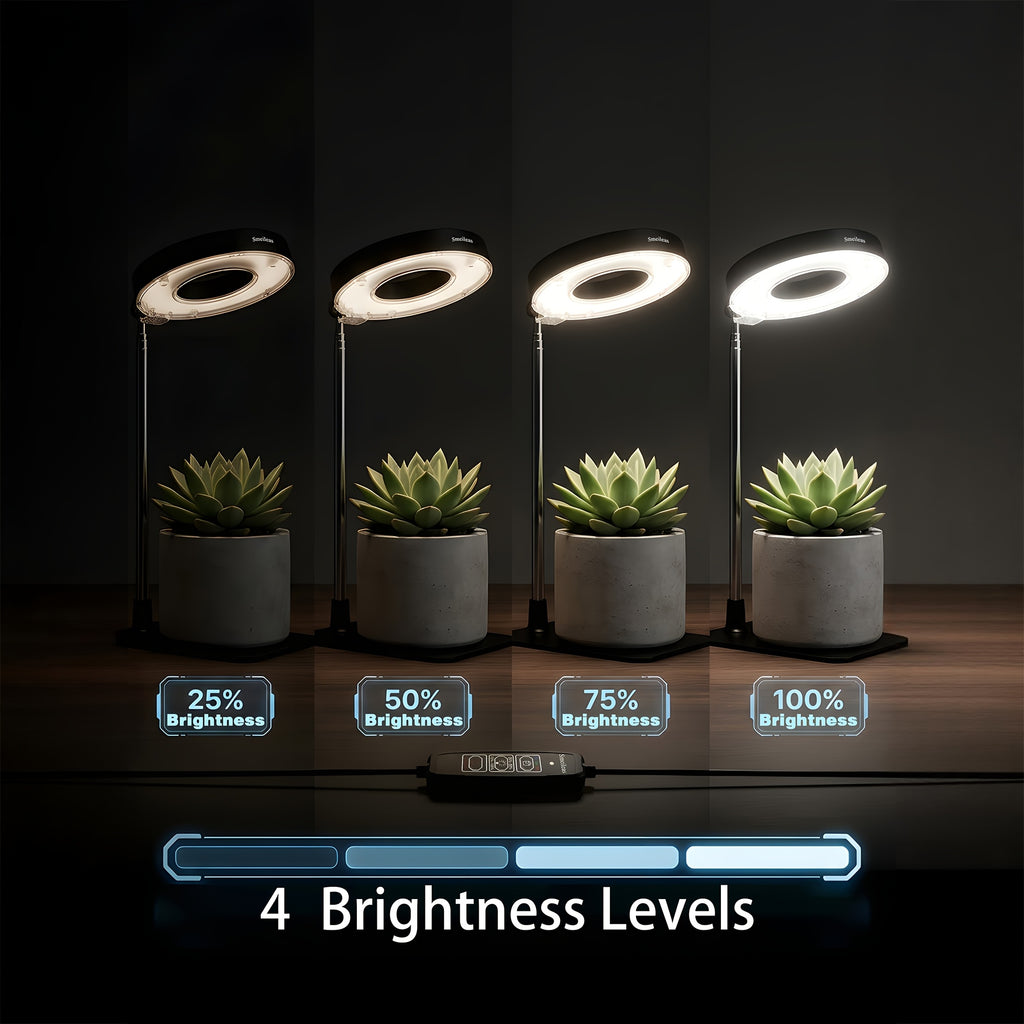 2-Pack Indoor Full Spectrum Grow Light, Retractable Lamp Pole, Stable Base, 720° Rotatable Lamp Head, 4 Brightness Levels, 3/6/9H Auto Timer, Ideal for Small Indoor Potted Plants and Seedlings