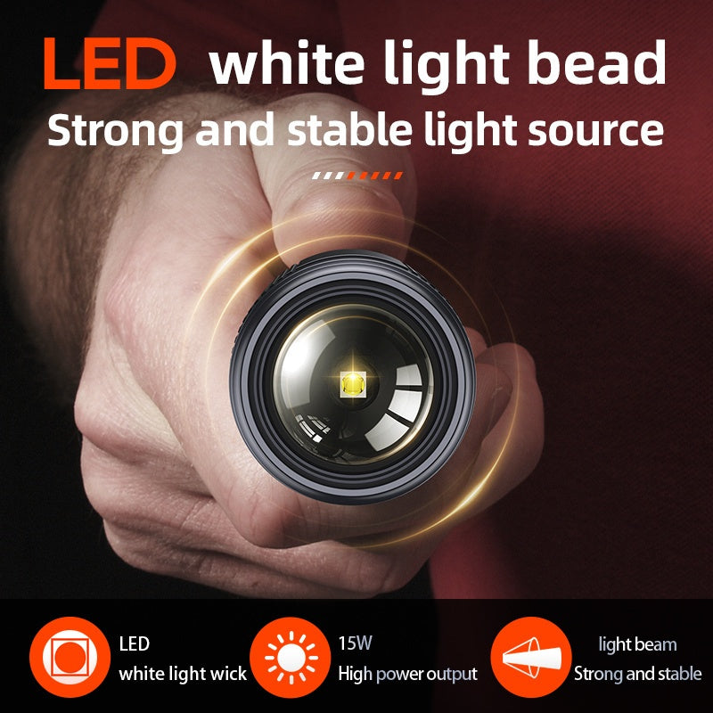 Philips Adjustable Focus Rechargeable Flashlight: Portable & Multifunctional with Telescopic Design. Equipped with a large-capacity lithium battery, rechargeable, long-distance lighting