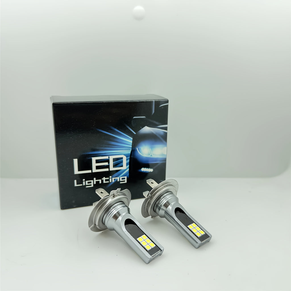 2个装 H7 LED 大灯灯泡套装 高+ 低光束 6000K 超亮白光，不含电池