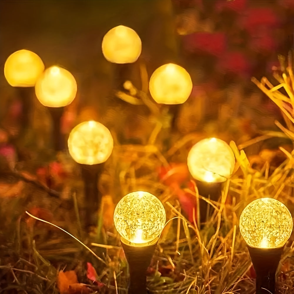 LED太阳能路径灯，10/20/40颗LED，适用于户外花园和露营，一键开关带8种模式，可选择暖白光营造温馨氛围或彩色光营造浪漫情调，适合商业街道和花坛装饰