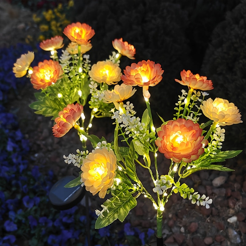 One-Piece 7-Head Solar Snow Lotus Flower Light Outdoor Courtyard Decoration 42 LED Artificial Flower Light Valentine's Gift Lawn Light Suitable for Outdoor Courtyard Garden Lawn Courtyard Fence Driveway Pathway Decoration