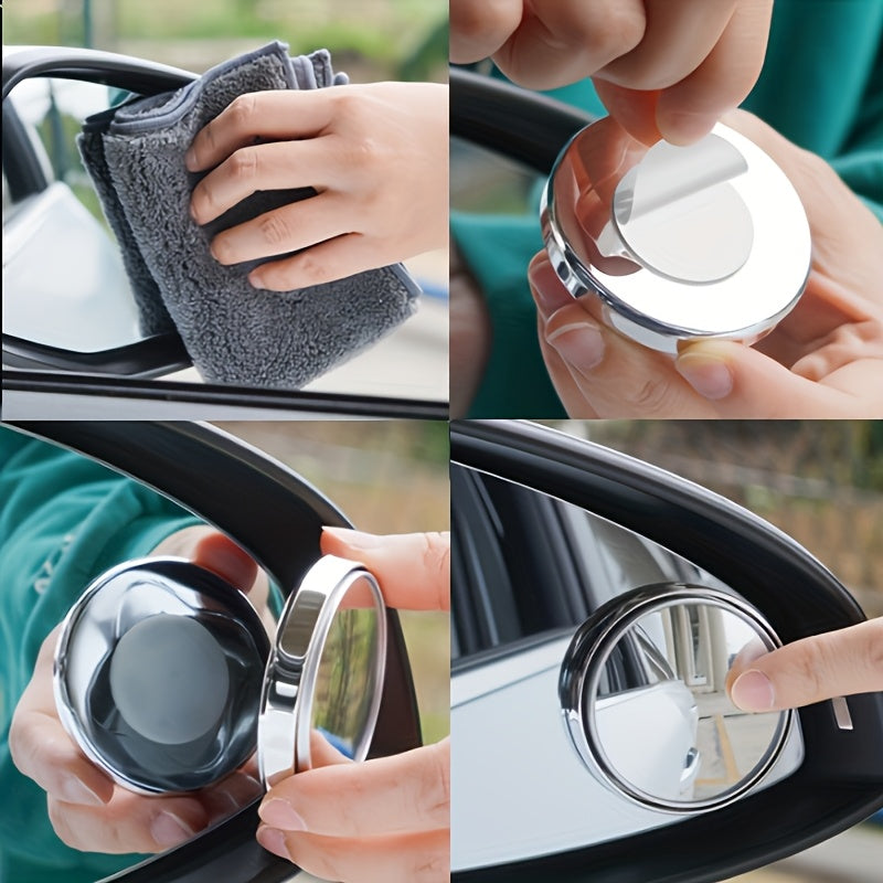 2-Piece / 1-Set 360° HD Round Car Rearview Mirror, Adjustable Blind Spot Mirror, Enhances Child Safety in Vehicle