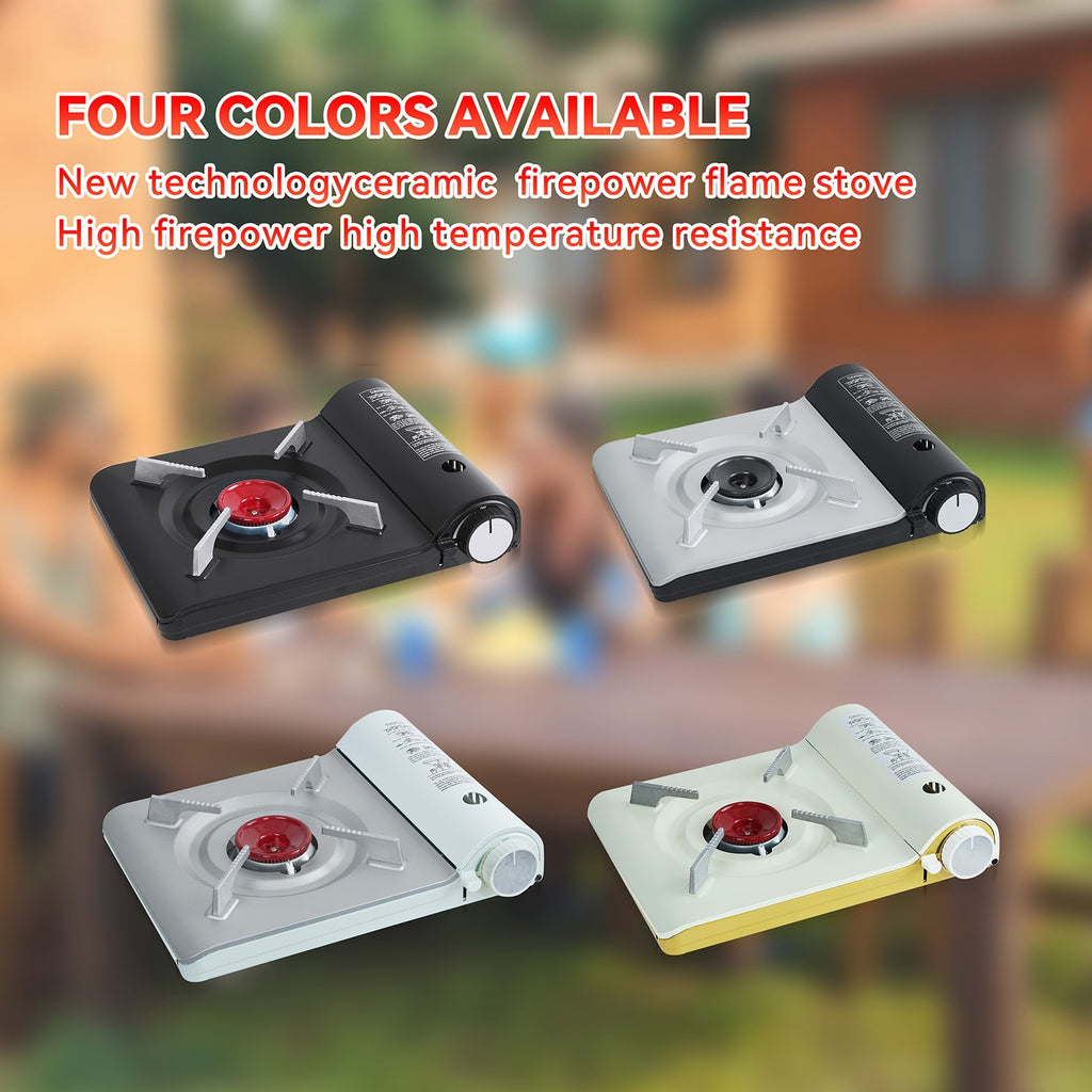 REDSUN F8 Outdoor Portable Butane Gas Stove 3.0kW – Ultra-Slim Design, Blue Flame Burner with Upgraded Ceramic Fire Cover, High Temperature Resistant, Overpressure Protection