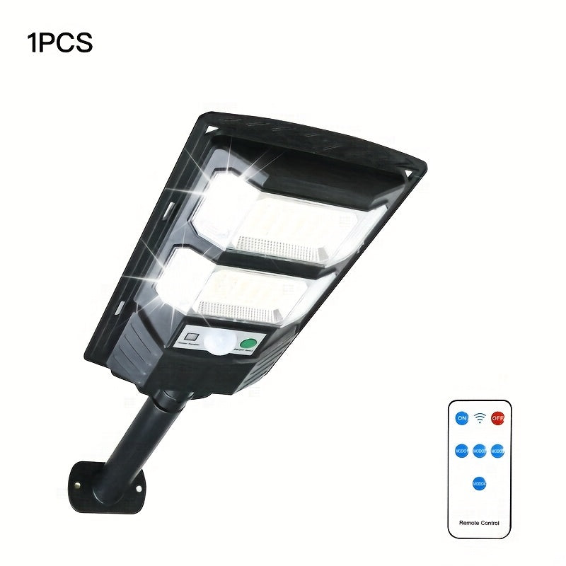 Bright Solar Outdoor Street Light, Floodlight Designed for Courtyards, Equipped with Remote Control and Motion Sensor, Solar Courtyard Light Perfect for Courtyards, Gardens, Villas and Shop Entrances, Dusk-to-Dawn All-Weather Lighting