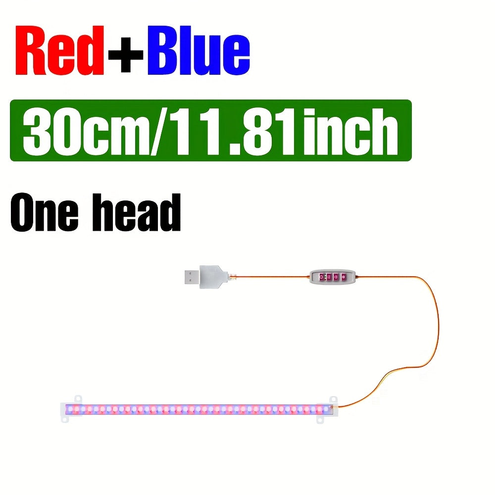LED Full Spectrum Plant Light Strip, 5V USB Powered Indoor Grow Light, Sunlike Hydroponic Supplement Lamp, 4/8/12H Timer, 5 Dimmable Levels, Red Blue UV/IR Light, Ideal for Greenhouse Tent, Vegetable, Flower, Succulent, Seedling, Fruit, Cactus
