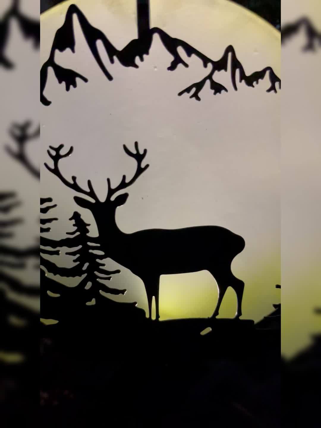 One-Piece Solar Elk Garden Light, Metal Round Deer Ground Insert Light Under the Night Sky, Outdoor Waterproof High-Brightness Warm White Light, Suitable for Holiday Courtyard, Garden, Patio, Walkway, Corridor, Gardening Decorative Light