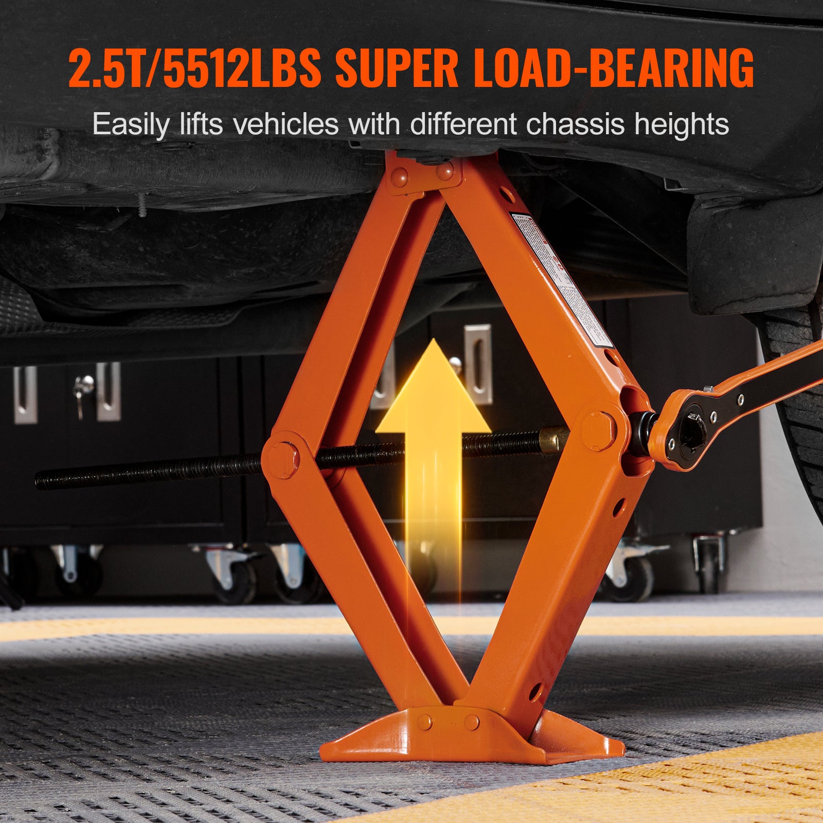 VEVOR Scissor Jack, 2.5 Ton/5512 lbs Scissor Car Jack, 3.7"-17.1" Lifting Range, Includes Ratcheting Handle and L-Wrench, Portable Tire Jack for Cars, Trucks, MPVs