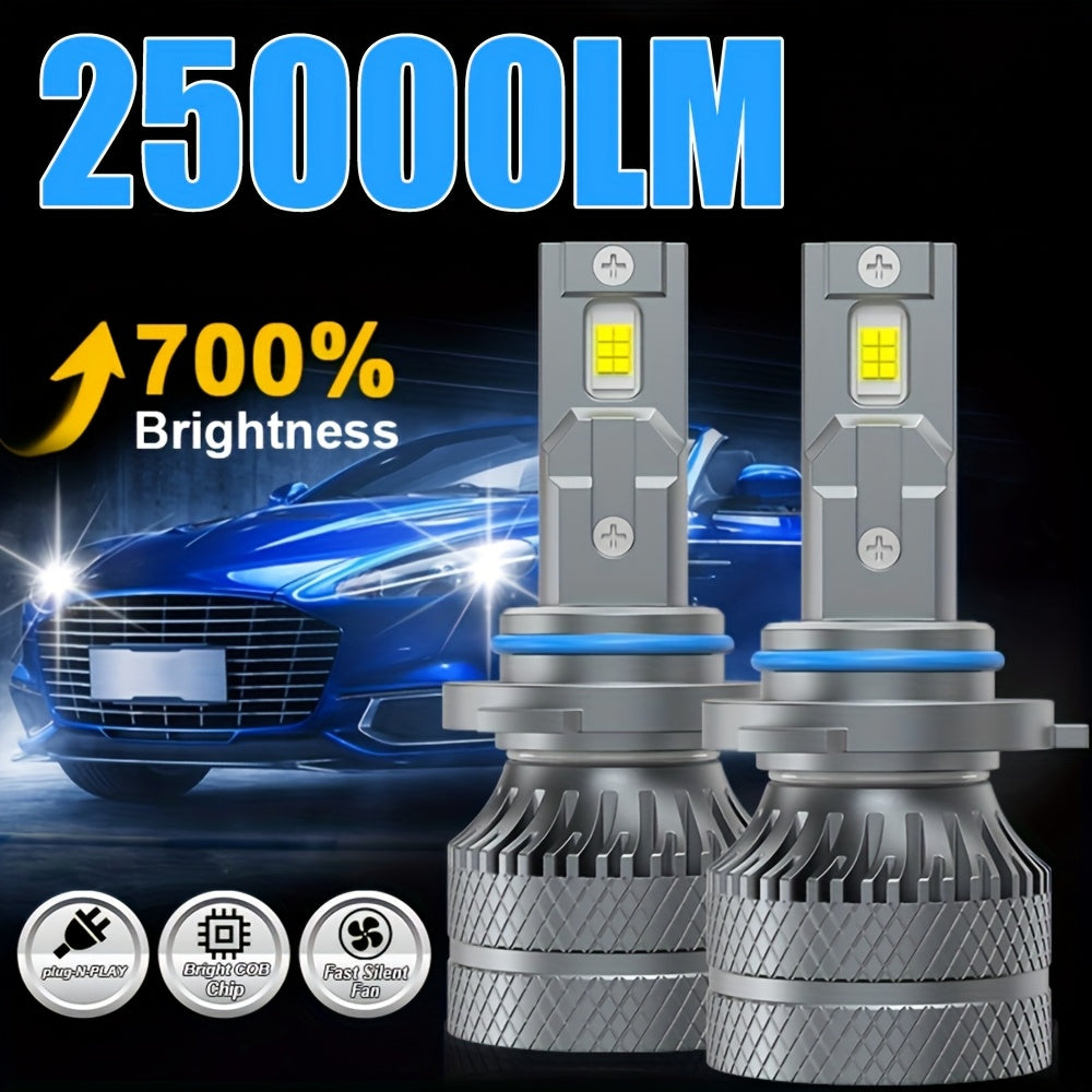 2Pcs HB3 9005 HB4 9006 HIR2 9012 LED Car Bulbs, H8 H1 H4 H7 H11 High/Low Beam Fog Light 120W Super Bright White 6500K, Bright CSP Chip Design LED Plug-and-Play Bulbs