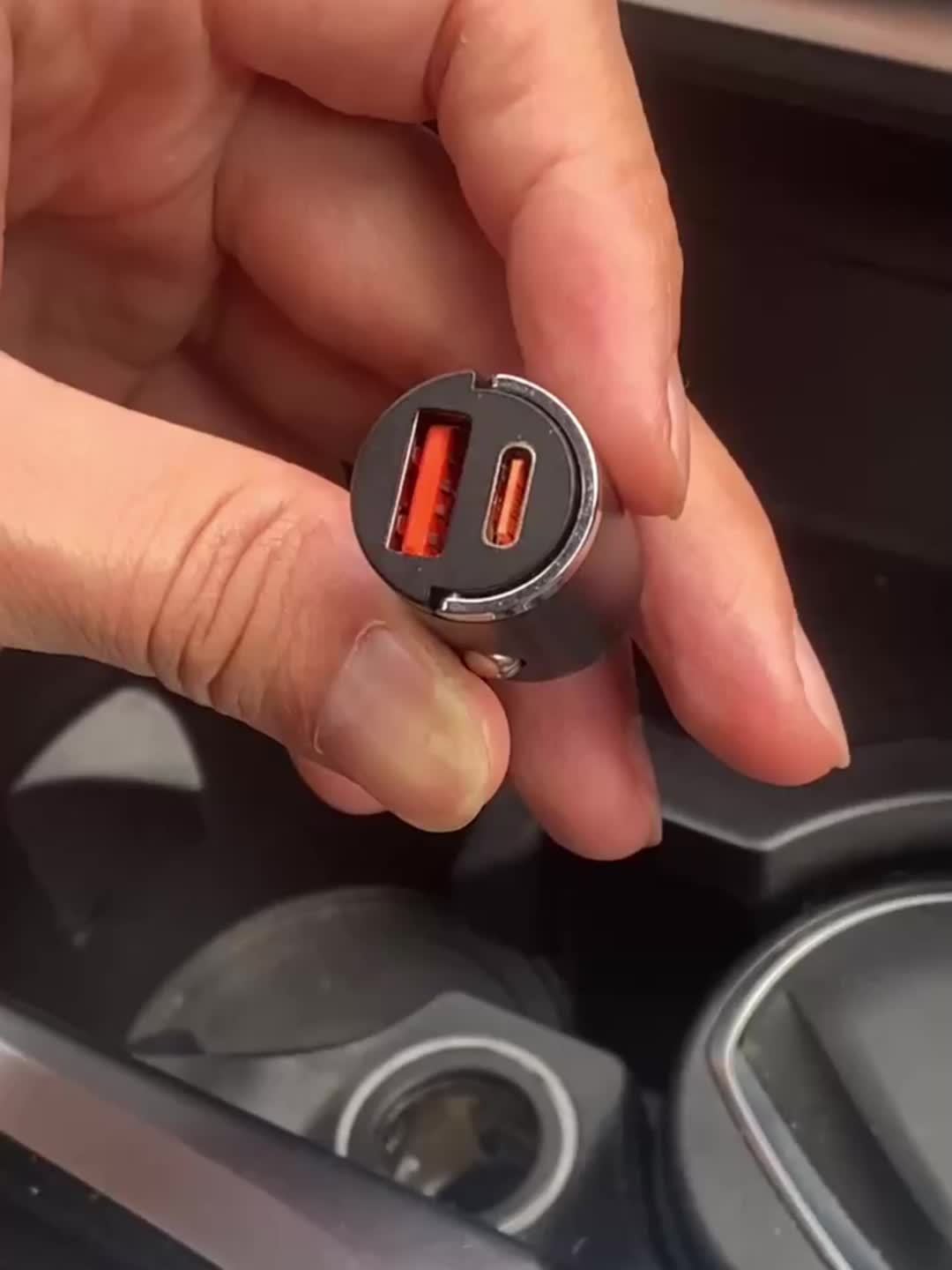 Beimingsi Metal Vehicle-mounted Charger - Concealed Ultra-fast Charging Flash Charging Mini Ring-shaped Fast Charging Head Suitable for Fast Charging Of Mobile Phones