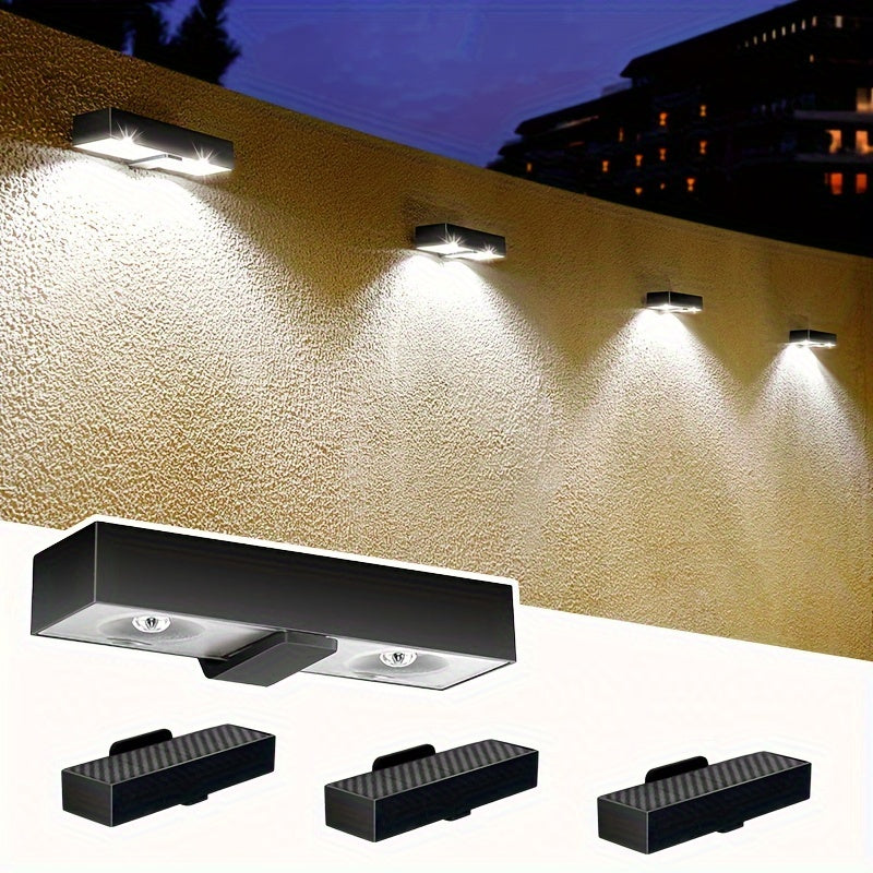 4pcs/6pcs Outdoor Solar Fence Light, Solar Fence Light Outdoor LED, Solar Fence Light Suitable for Outdoor, Backyard/Railing/Steps/Courtyard/Wall and Home Decoration