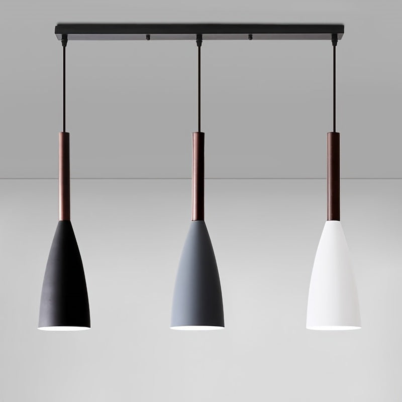 1-Piece Nordic Modern 3-Head Pendant Light, E27 Socket, White/Gray/Black Iron Art Pendant Lamp, Bulb Not Included, Decorative Light for Office, Kitchen and Dining Room