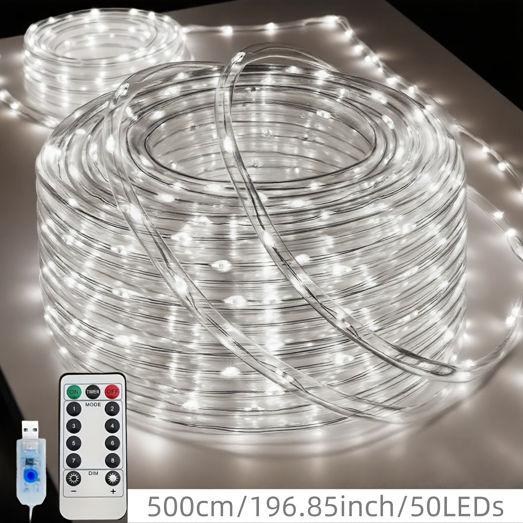 LED tube light, tubular light string, fairy light tube, DIY decorative light, USB powered, remote control, 8 lighting modes, adds ambiance to Christmas trees, parties, Christmas, carnivals, weddings, anniversaries, birthdays and other scenes
