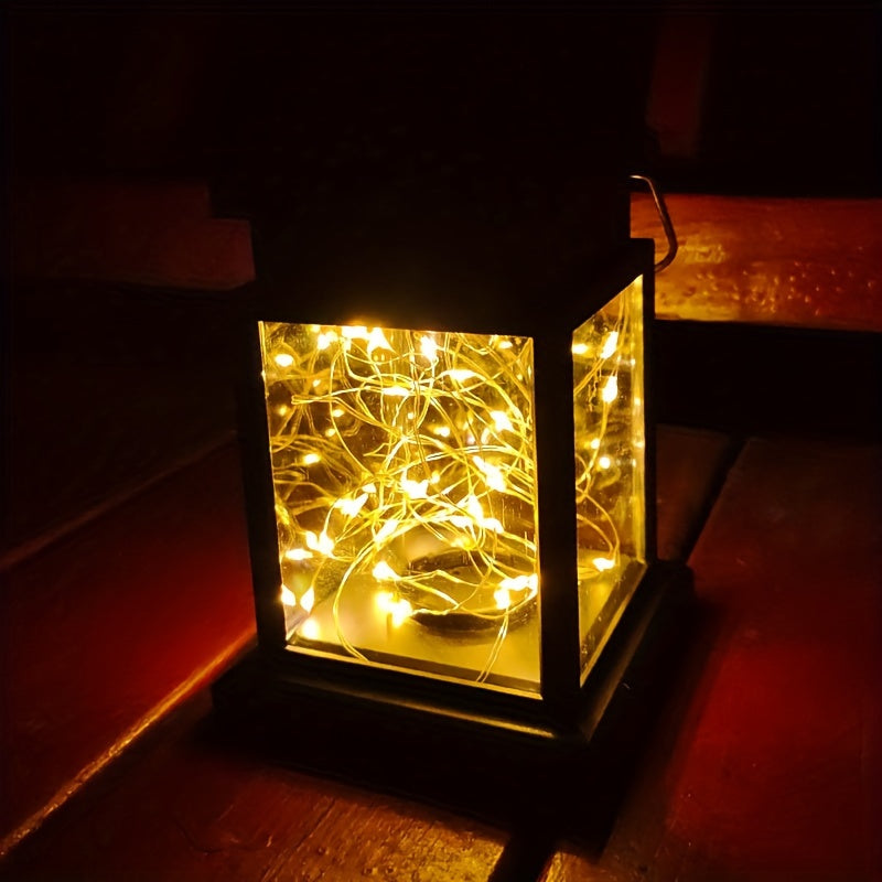 一件太阳能户外复古宫灯，IP65防水太阳能串灯，30颗LED便携式太阳能充电户外小台灯——适用于阳台、露台、散步、阅读、露营、万圣节及圣诞派对氛围灯