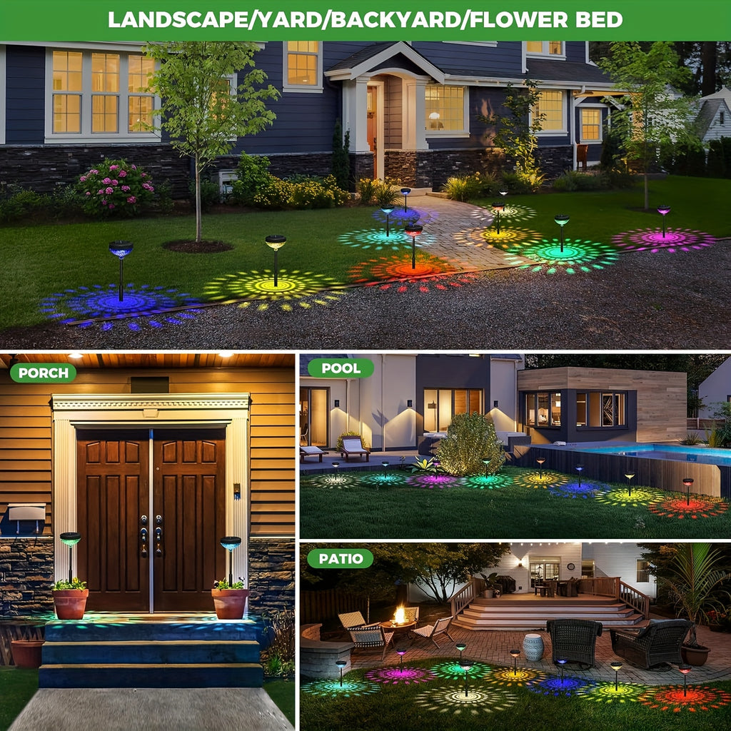 6-Piece Outdoor Solar Light, Bright LED Lighting, IP44 Waterproof, Smart Light Sensor (Color Light / Warm Light 2-in-1), Suitable for Courtyard, Garden, Lawn, Path, Walkway, Christmas Landscape Lighting and Outdoor Lighting, Christmas Gift