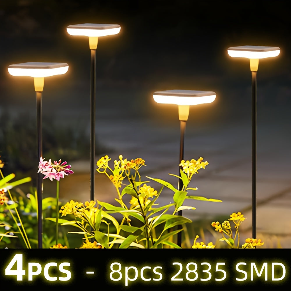 4/8-Piece - LED Solar Light, Outdoor LED Lawn Atmosphere Light, Solar Powered, 1000mAh Battery Capacity, IP65 Outdoor Courtyard Light, Easy Installation, Suitable for Courtyard, Porch, Lawn, Garden Decoration