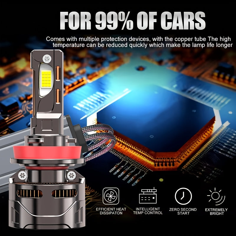 2-Pack, H4/9003/HB2 H7/H18 9005/HB3 9006/HB4 H11 H1 9012/HIR2 Headlight LED Car Headlights, Super Bright, Canbus External Driver, High Lumen Bulbs 58000LM, Lifespan Up to 60,000 Hours, Fast Cooling Fan, QY030, No Battery Included