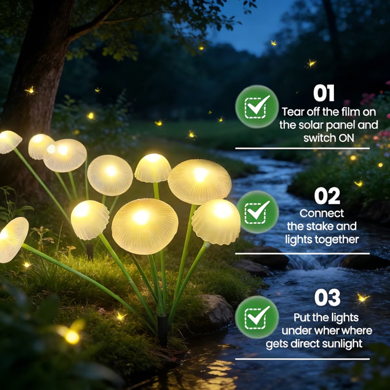 FACHOI 6/4-Pack Solar Jellyfish Mushroom Light, 32/24 LEDs Garden Landscape Lighting, IP44, Outdoor Ground Spike Lawn Light, Suitable for Garden Decoration, Holiday Courtyard Decorative Lighting, Outdoor Path Lighting