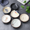 6-Piece Japanese Vintage Ceramic Small Plate Set – Round Porcelain Seasoning Dish, Sauce Dish, Snack Plate – Hot Pot Condiment Tray Set – Perfect for Home Kitchen, Western Restaurant Parties & Other Uses