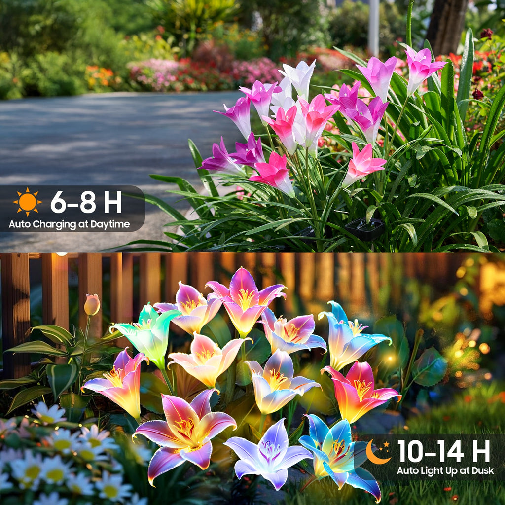 2025 New Solar Outdoor Flower Light Solar Courtyard Light Waterproof 30-Head Rose 7-Color Changing Landscape Light Suitable for Garden Path Patio Cemetery Decoration 1/2/4/6-Pack