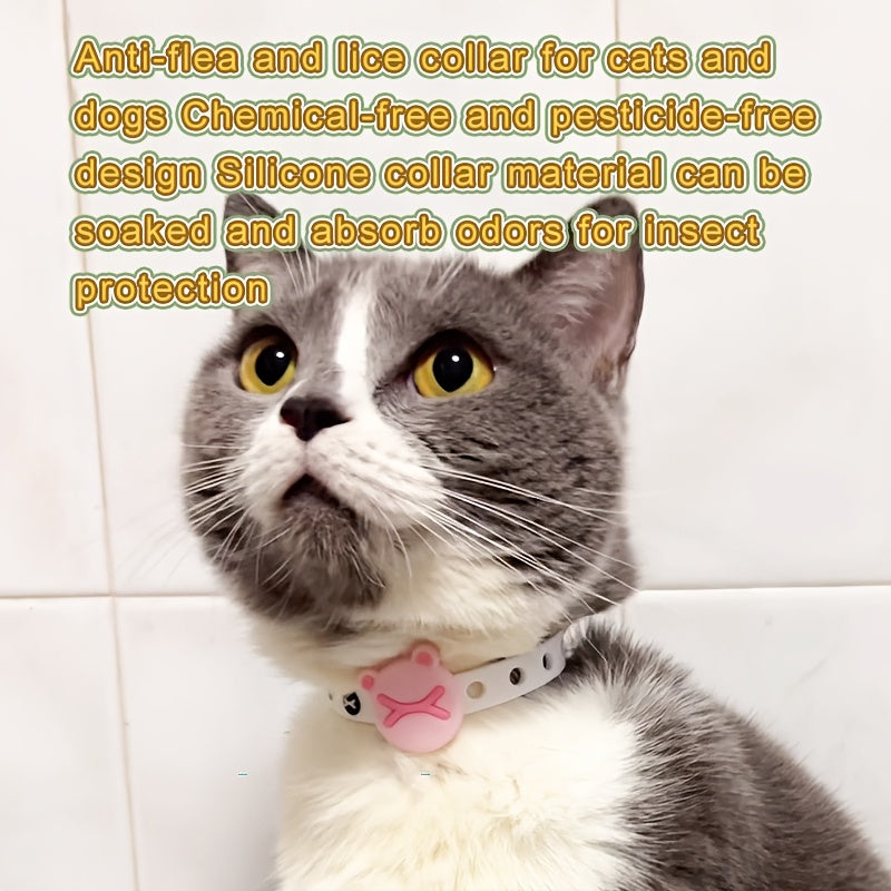 一 个猫项圈，适用于小猫和小狗 - 宠物项圈（可用于驱虫，驱虫剂需客户另行购买）。可重复使用，无化学物质，对宠物安全。吸收气味以防止跳蚤和虱子