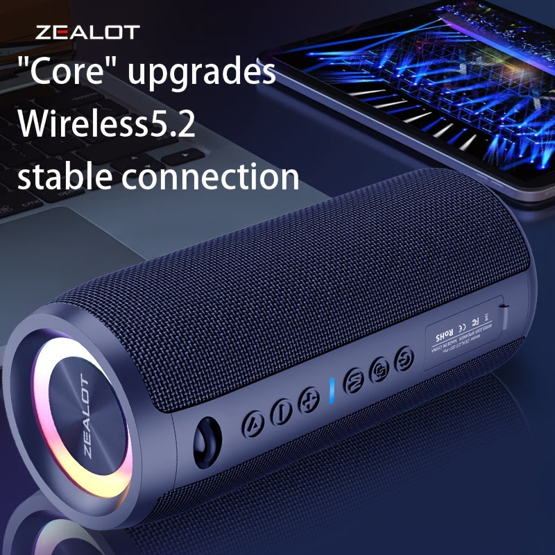 ZEALOT S51 Pro 40W 无线音箱，便携式重低音炮，适合户外使用，无线音响系统，双设备配对，16 小时响亮立体声播放时间，带强劲低音。包含充电和 Aux 电缆，兼容手机、平板电脑