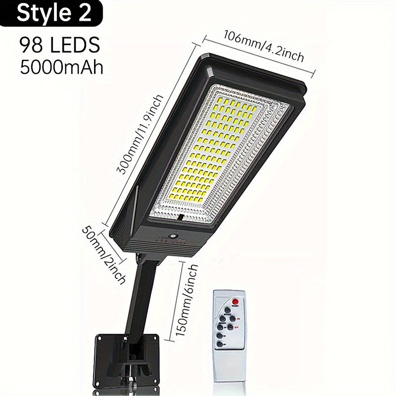 138 LED Solar Light with Remote Control, 3 Working Modes, Solar Street Light, Super Bright Outdoor IP65 Garden Solar Wall Light, Sensor Solar Light